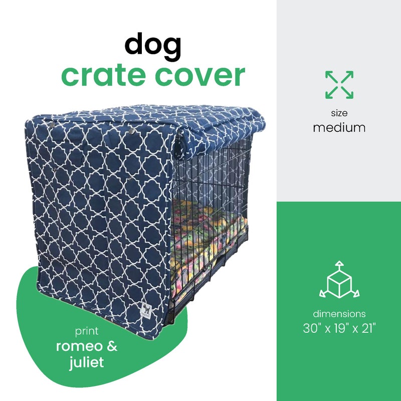 Molly Mutt Romeo & Juliet Dog Crate Cover, 100% Cotton Canvas Cover with 2 Roll-Up Panels, Ideal for Dog or Cat Crate, Durable, Washable, and Free of Harmful Chemicals, 30" x 19" x 21" - Image 2
